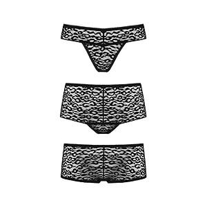 Underneath Lexi Panties Set 3ks (Black), komplet kalhotky s gepardím vzorem