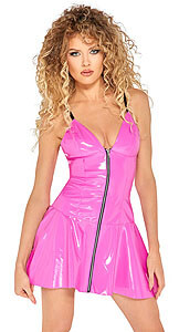 Black Level Linda Vinyl Dress (Pink), vinylové šaty S