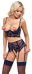 Cottelli TAKE ME Lingerie Set (Purple), komplet s podvazkovým pásem 75B/S