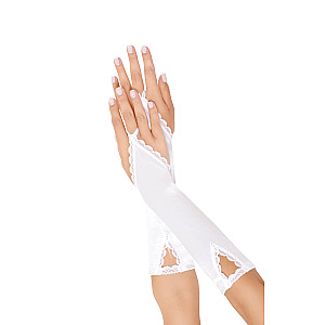 SoftLine Collection Gloves (White), saténové dlouhé rukavice