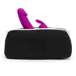 Diskrétní kapsa na erotické pomůcky Happy Rabbit LOVE Storage Zip Bag Medium Black