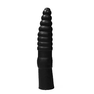 All Black Dildo 34 cm, masivní žebrovaný kolík s průměrem 6,5 cm