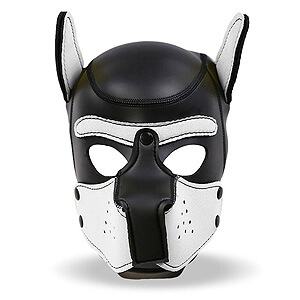 INTOYOU Neoprene Dog Mask (White / Black), fetish maska pes