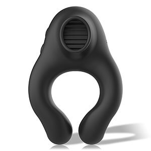 Black and Silver Cock Ring Vibe/Licking, kroužek na penis s orálním simulátorem