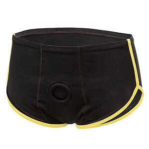 CalExotics Boundless Briefs (Black & Yellow), unisex boxerky se strapon otvorem