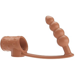 Pretty Love Penis Sleeve With Anal Plug (Natural), anální kolík s návlekem na penis