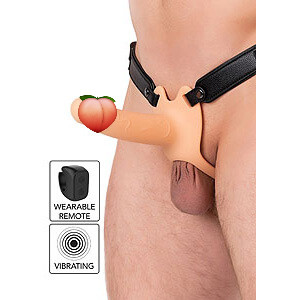 Hidden Desire Hollow Penis Strapon Vibrating Skin (16cm), dutý vibrační připínák