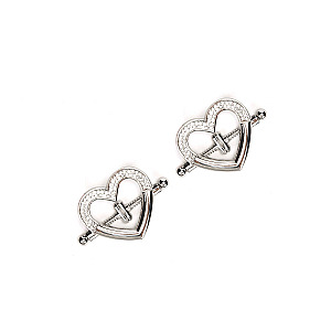 Liebe Seele Heart-Shaped Nipple Clamps with Rhinestones (Silver), třpytivé svorky bradavek