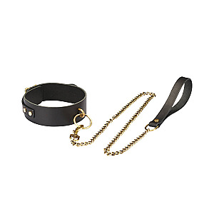 Liebe Seele Samurai Thick Leather Collar with Leash, kožený obojek s vodítkem