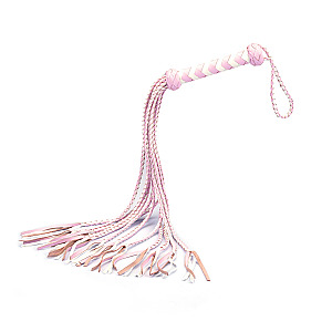 Liebe Seele Fairy Goat Leather Flogger Whip (White & Pink), kožené důtky