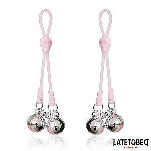 LATETOBED BDSM LINE Skull Nipple Clamps with Ring Bells, svorky s rolničkami