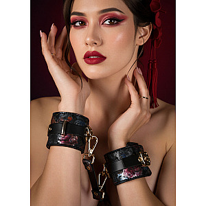 Geisha Floral Jacquard Wrist Cuffs, polstrovaná pouta na zápěstí