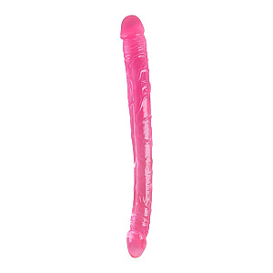 Dream Toys Bubblegum Blast Groovy Times Pink Classic Jelly Double Dong (37 cm), flexibilní oboustranné dildo