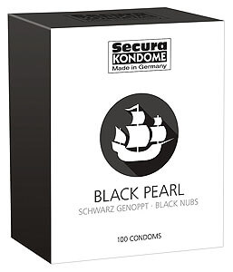 Tečkované černé kondomy 100 kusů Secura Black Pearl 52 mm